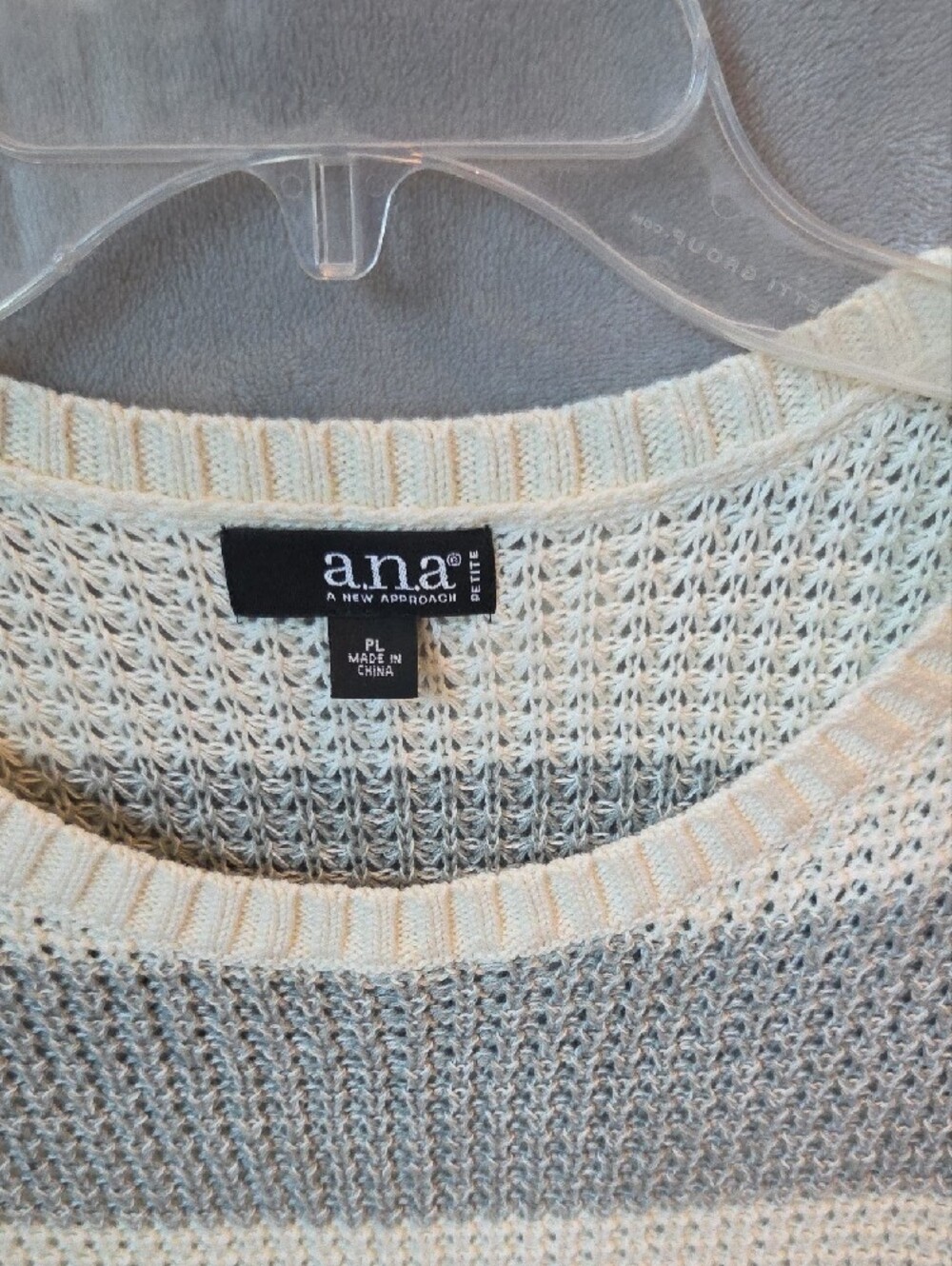 a.n.a Cream & Gray Striped Crewneck Sweater - Picture 2 of 3